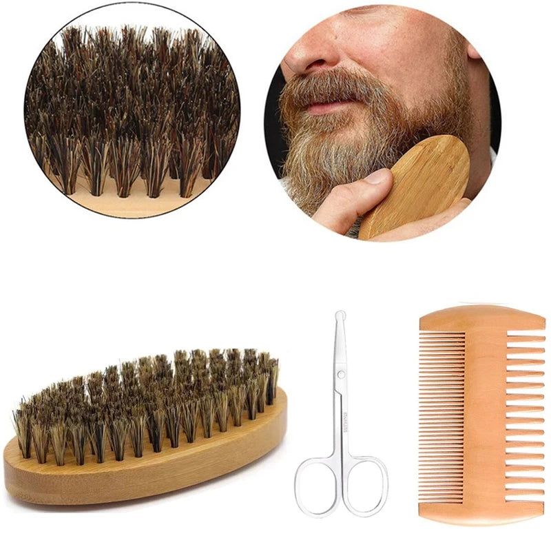 Men's Shaving Brush Set Boar Bristle Portable Barber