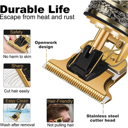 Electric Barber T9 Upgraded LCD Rechargeable Retro Oil Head
