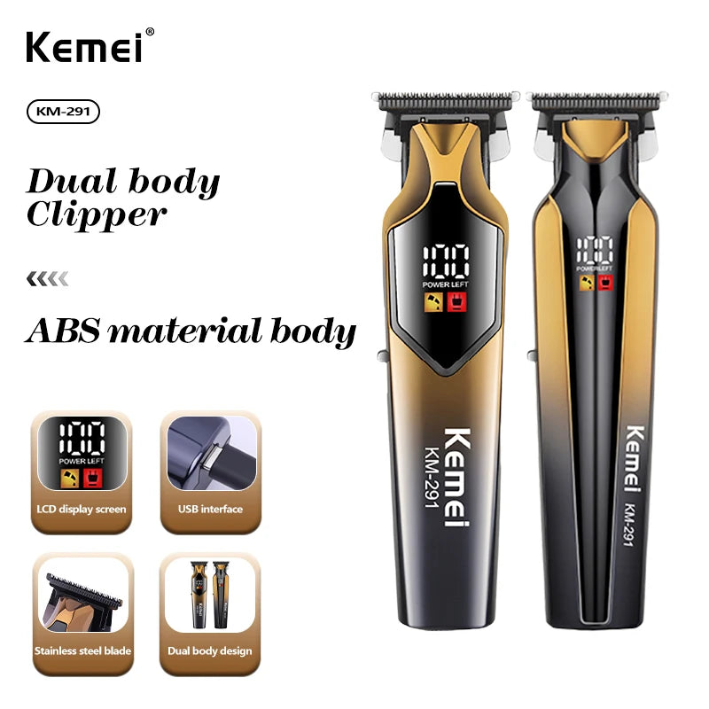Kemei gradient color digital display hair clippers men's hair trimmer