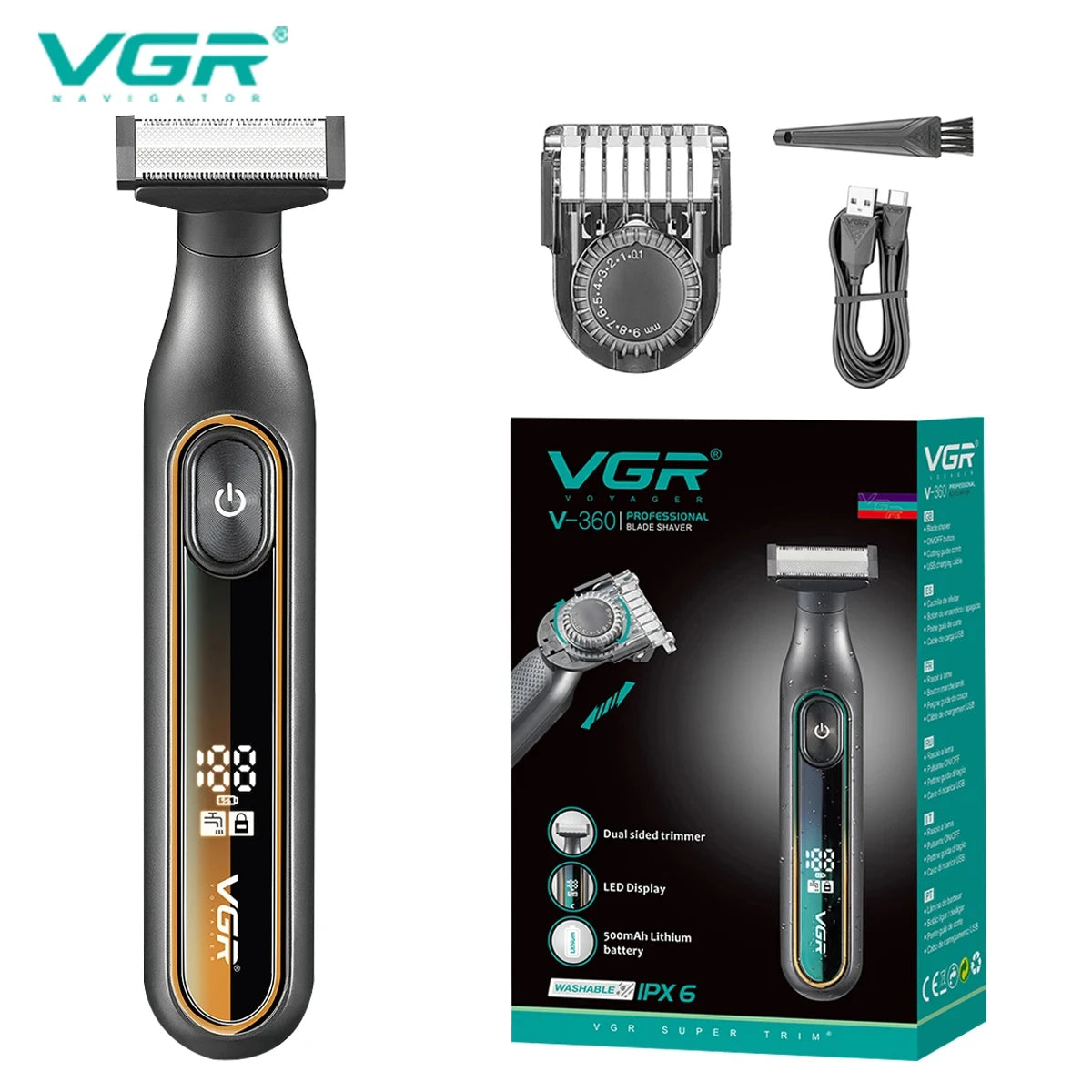 VGR V-360 Professional Shaving Set LED Intelligent Digital Display