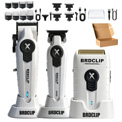 New White Professional FA1C-T-609 Barber Hair Clipper Set
