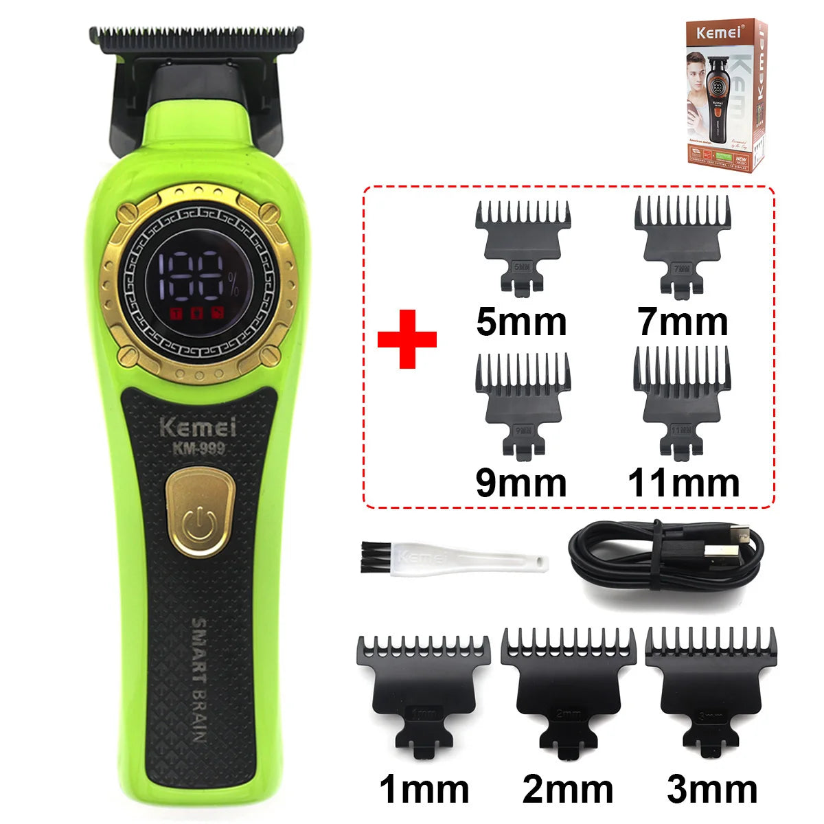 Kemei KM-999 Hair Trimmer for Men DLC T-Blade Zero Gapped