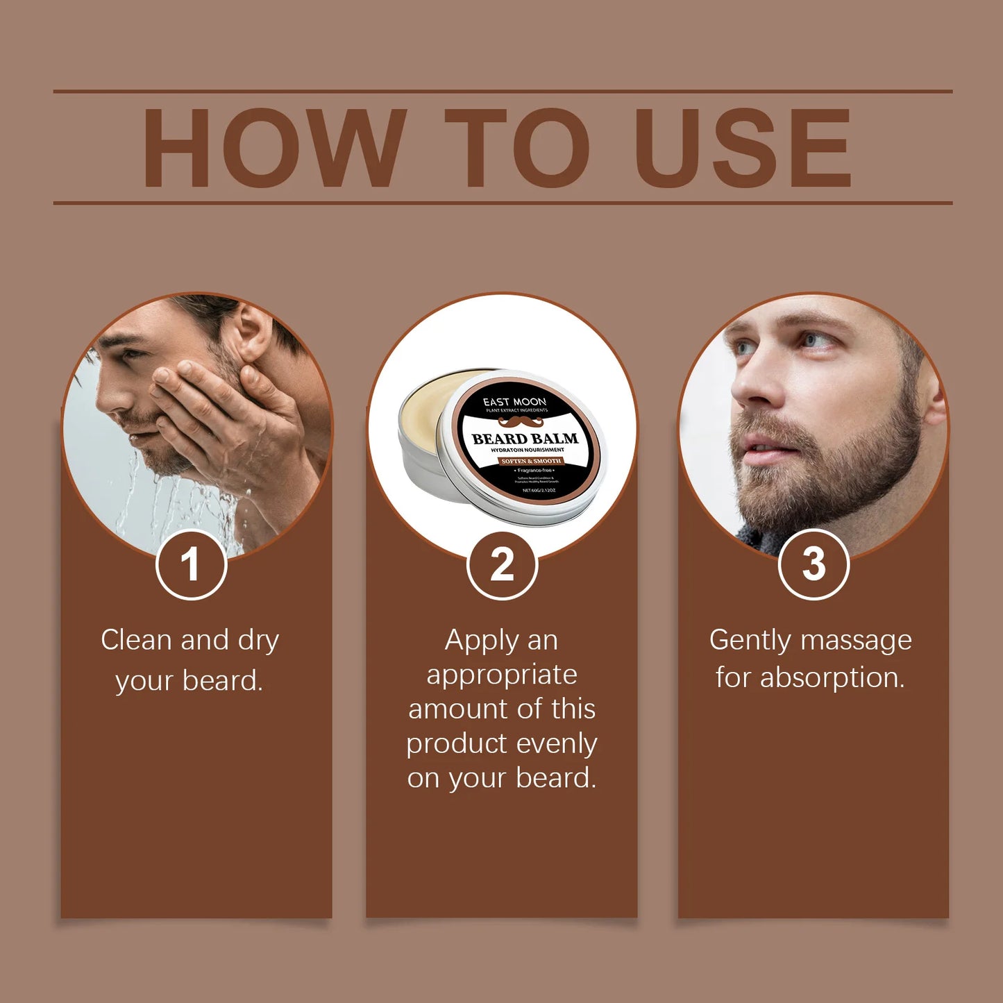 East Moon Coconut Oil Men's Moisturize Beard Growth Balm
