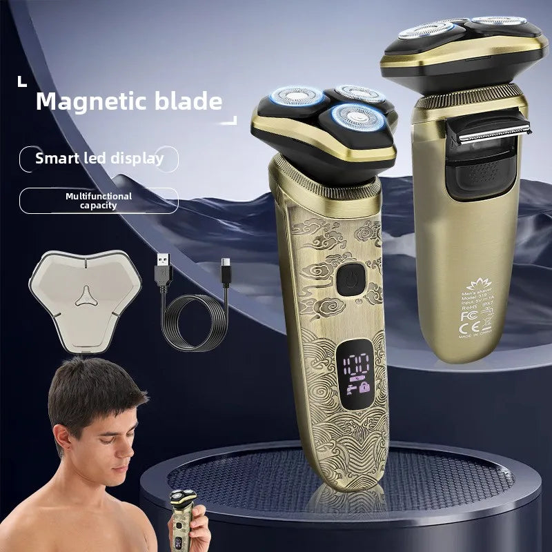 Men's Electric Shaver Professional Shaver with 3-Blade Trimmer