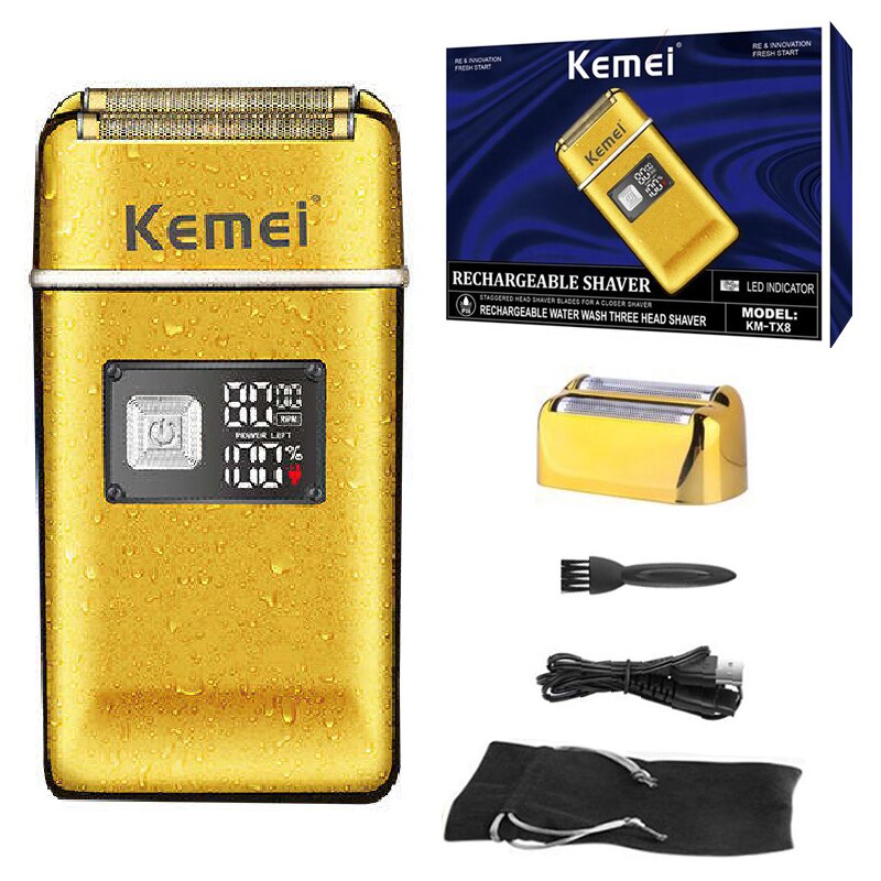 Original Kemei Metal 2-Speed Electric Shaver For Hair Beard Rechargeable Razor