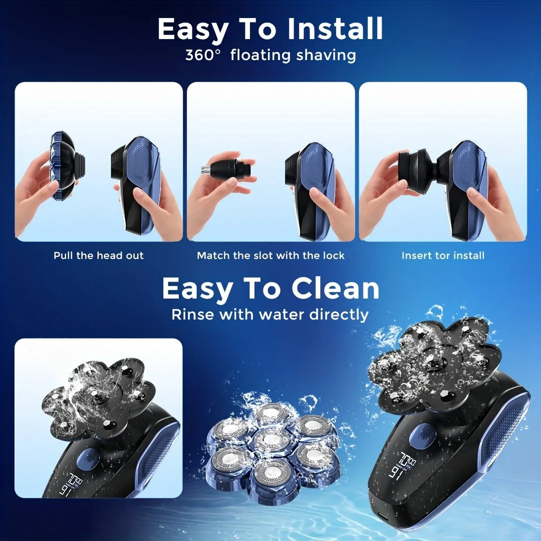 Sejoy Electric Bald Men Shavers Head 7 Floating Heads