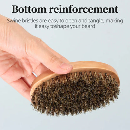 Hair Brush Boar Bristle For Men's Beard Brush Portable  Comb