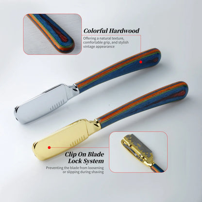 New Pro Color Wood Handle Barber Straight Razors Manual
