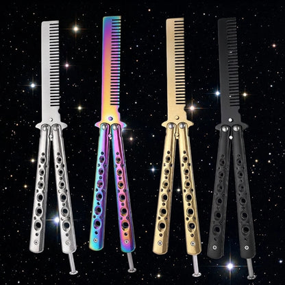 Foldable Comb Stainless Steel Practice Training Butterfly Comb
