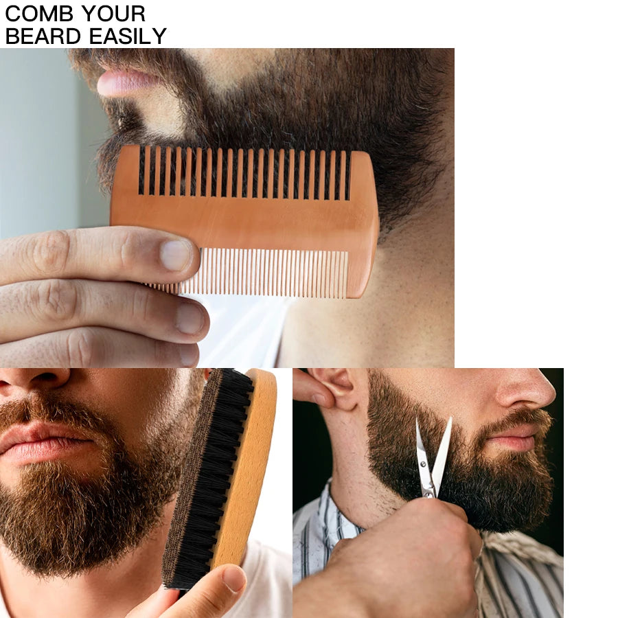 5 pieces Men's Beard Growth Care Kit Moisturizing Beard Set