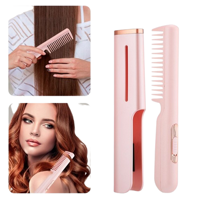 Electric Hair Straightener Brush Comb Mini Hair Curler