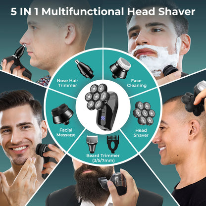 Kensen 5 in 1 Electric Shaver 7D Floating Cutter Head Rechargeable Shaver Kit