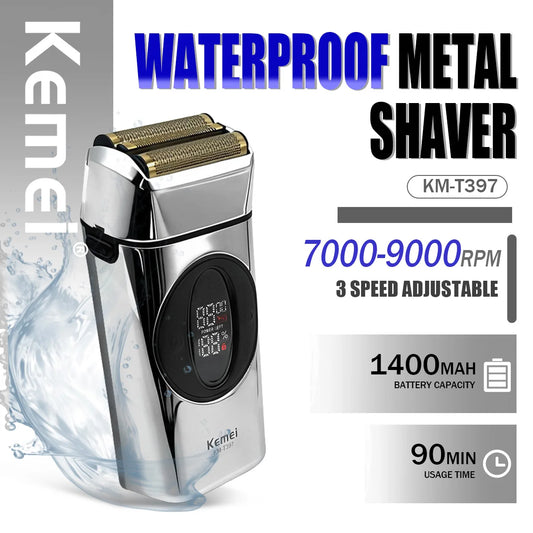 Kemei Beard Trimmer Professional IPX7 2 IN 1 KM-397