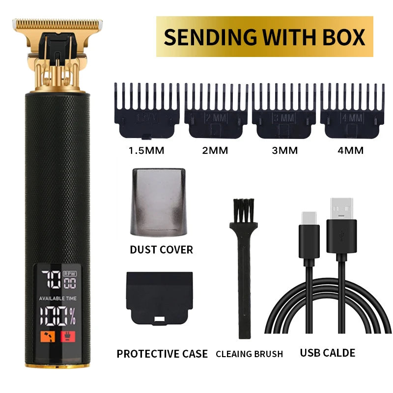 Electric Barber T9 Upgraded LCD Rechargeable Retro Oil Head