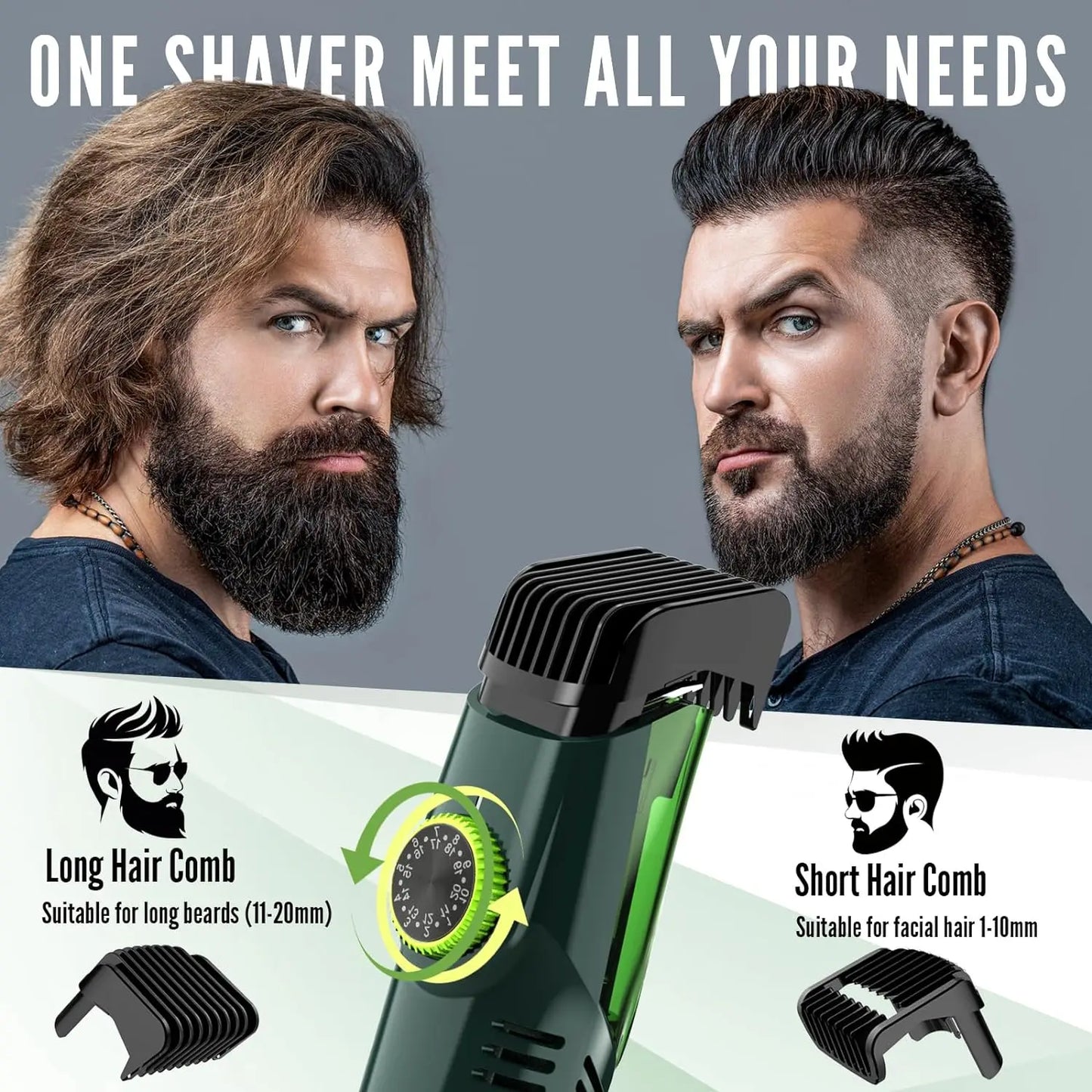 Hatteker Cordless Beard Trimmer Men Rechargeable Electric Shaver