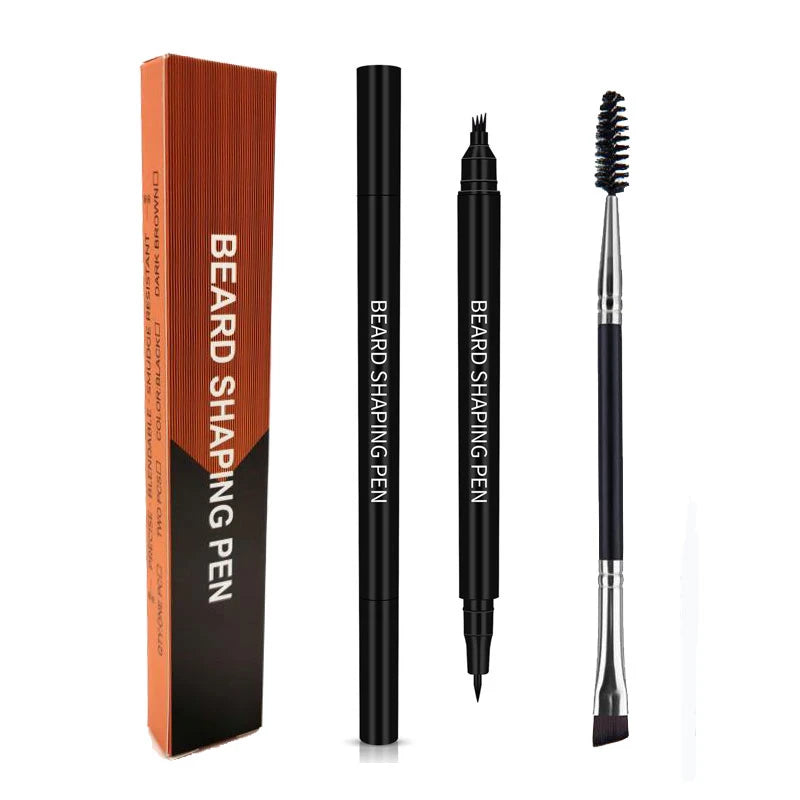 Waterproof Beard Pen 2-in-1 Beard Filler Pencil with Brush