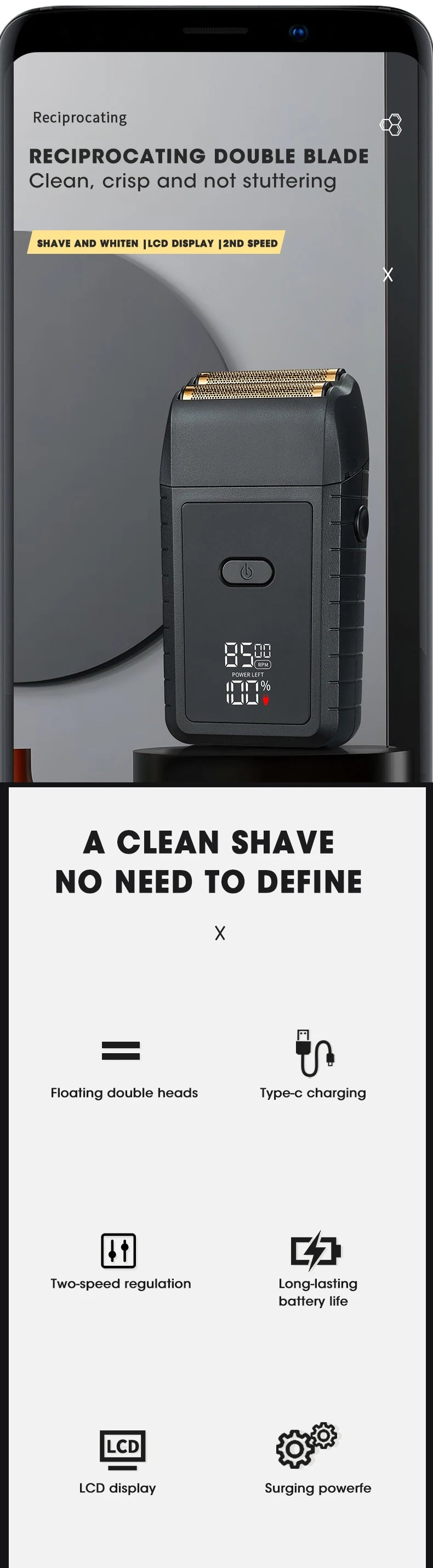 RESUXI WD-719 Electric Razor Electric Shaver Shaving Machine