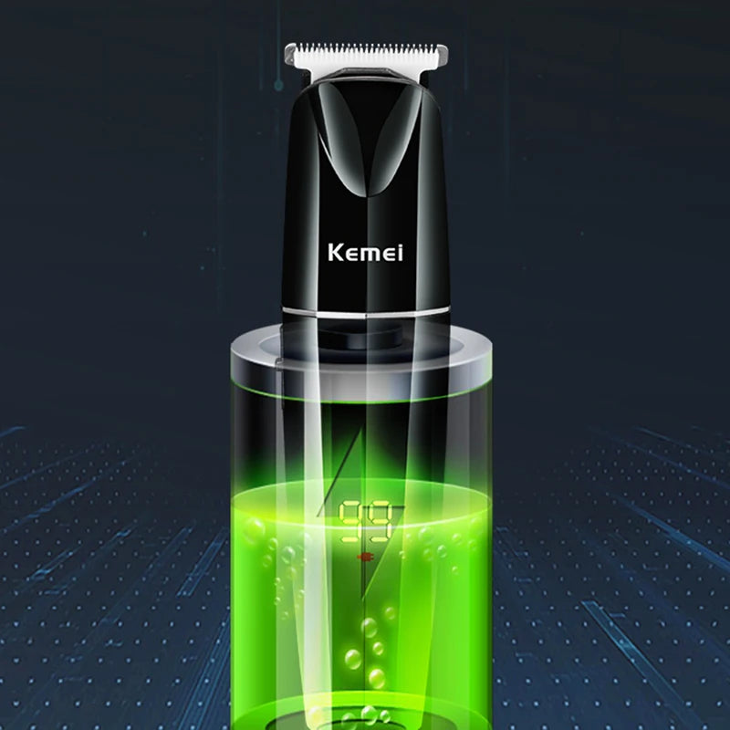 Kemei Cordless Hair Trimmer Professional Ceramic T Blade Clipper