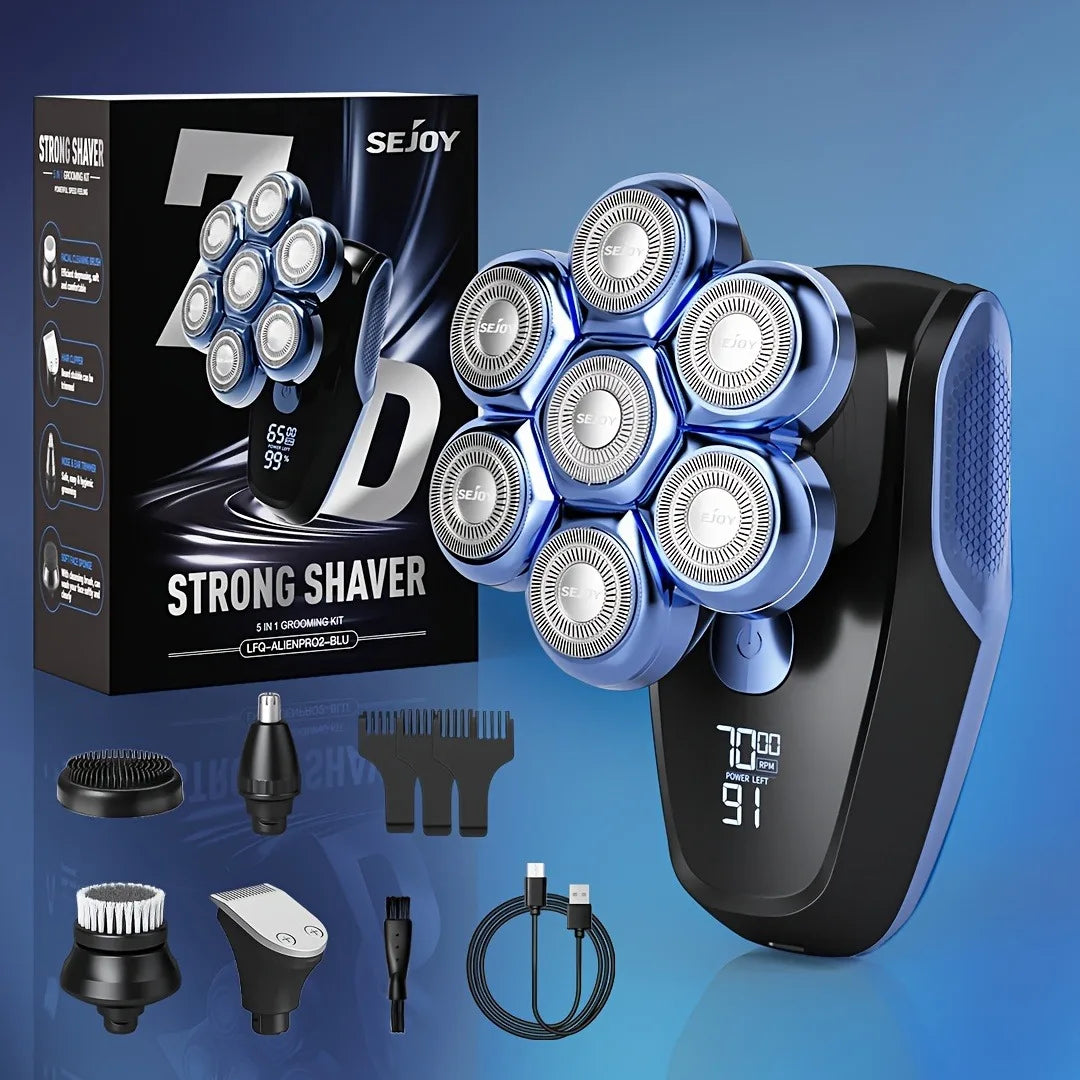 Sejoy Electric Bald Men Shavers Head 7 Floating Heads