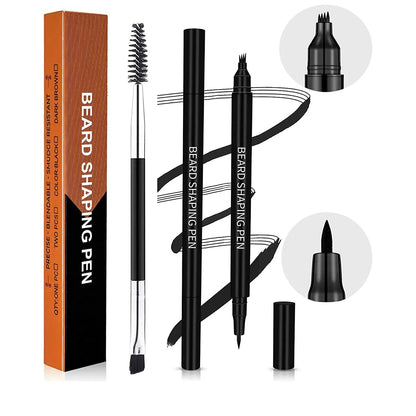 Waterproof Beard Pen 2-in-1 Beard Filler Pencil with Brush