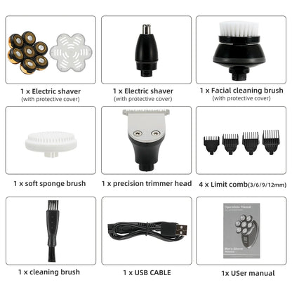 Men 7D Floating Men Electric Shaver Wet Dry Beard Hair Trimmer