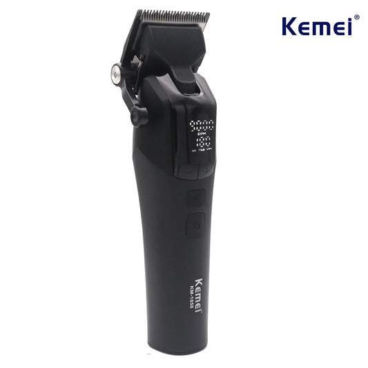 9000RPM Kemei KM-1858 Men's Hair Clipper DLC Blade LED Display