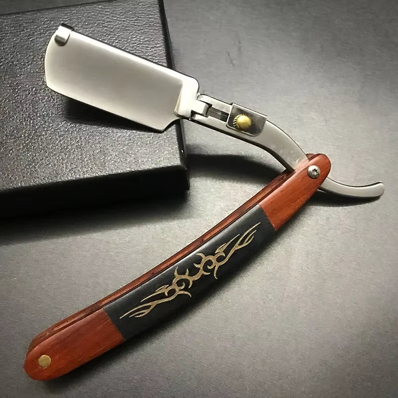 Stainless Steel Folding Shave Knife Handle Beard Straight Razor