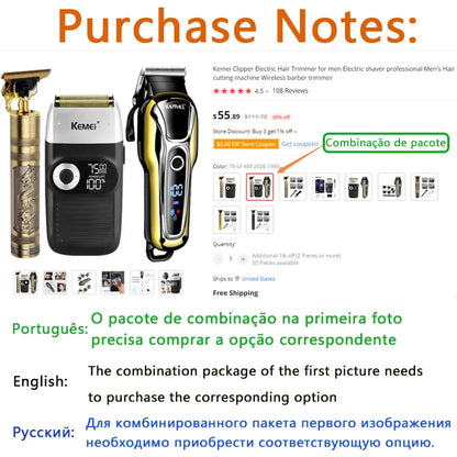 Kemei Clipper Electric Hair Trimmer for men Electric shaver