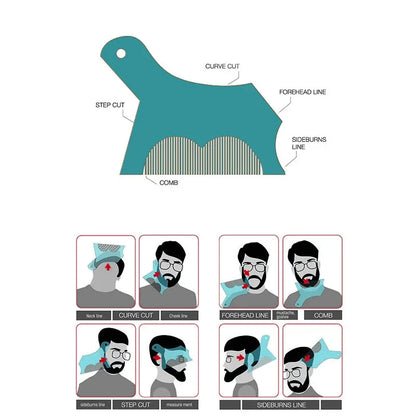 Beard Template Men Lines Symmetry Shaping Styling Stencil