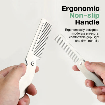 NEW Folding Stainless Steel Comb Men Retro Oil Head Combs