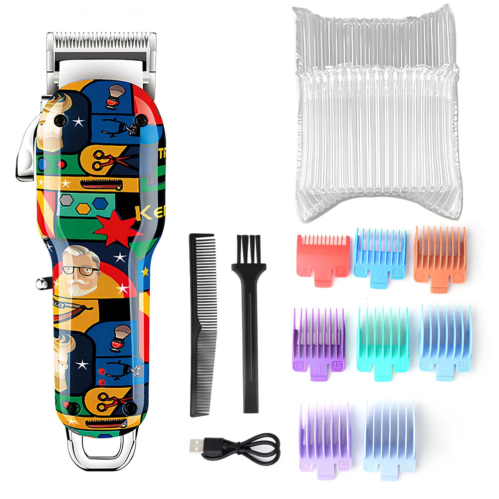 Kemei Graffiti Electric Hair Clipper Kit Men's Electric Shaver