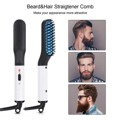 Electric Beard Comb Beard Curly Straight Hair Brush