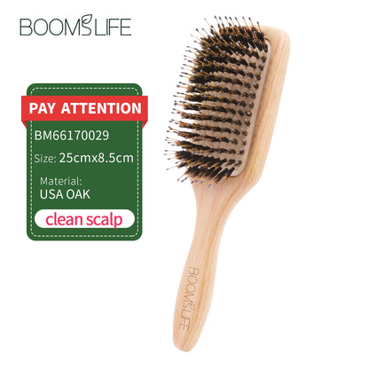 Boar Bristle Brush Wood Combs Scalp Massage