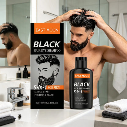 East Moon Men's Black Hair Dye Shampoo Fast Coloring