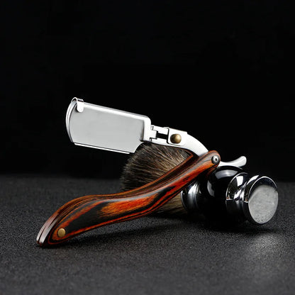 Stainless Steel Folding Shave Knife Handle Beard Straight Razor
