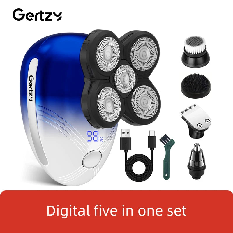 Men's 5-in-1 electric shaver with 5 rotating blades set