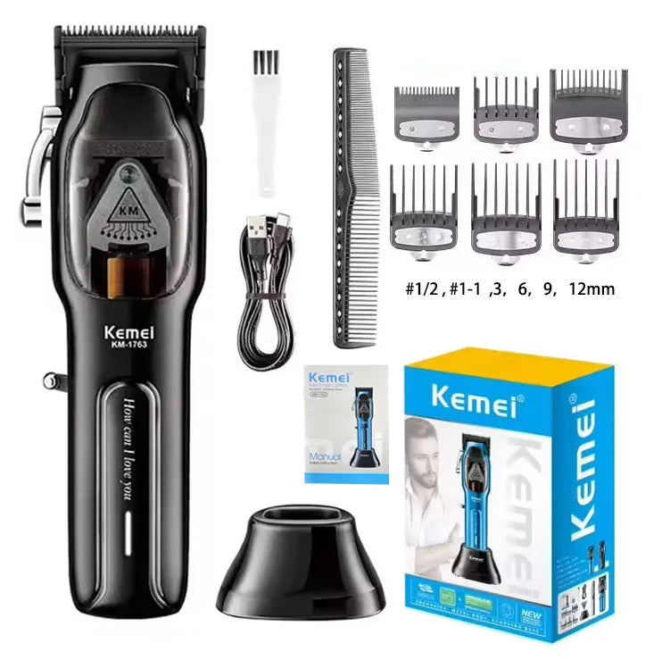 Kemei KM-1763 9000RPM Electric Hair Clipper Rechargeable