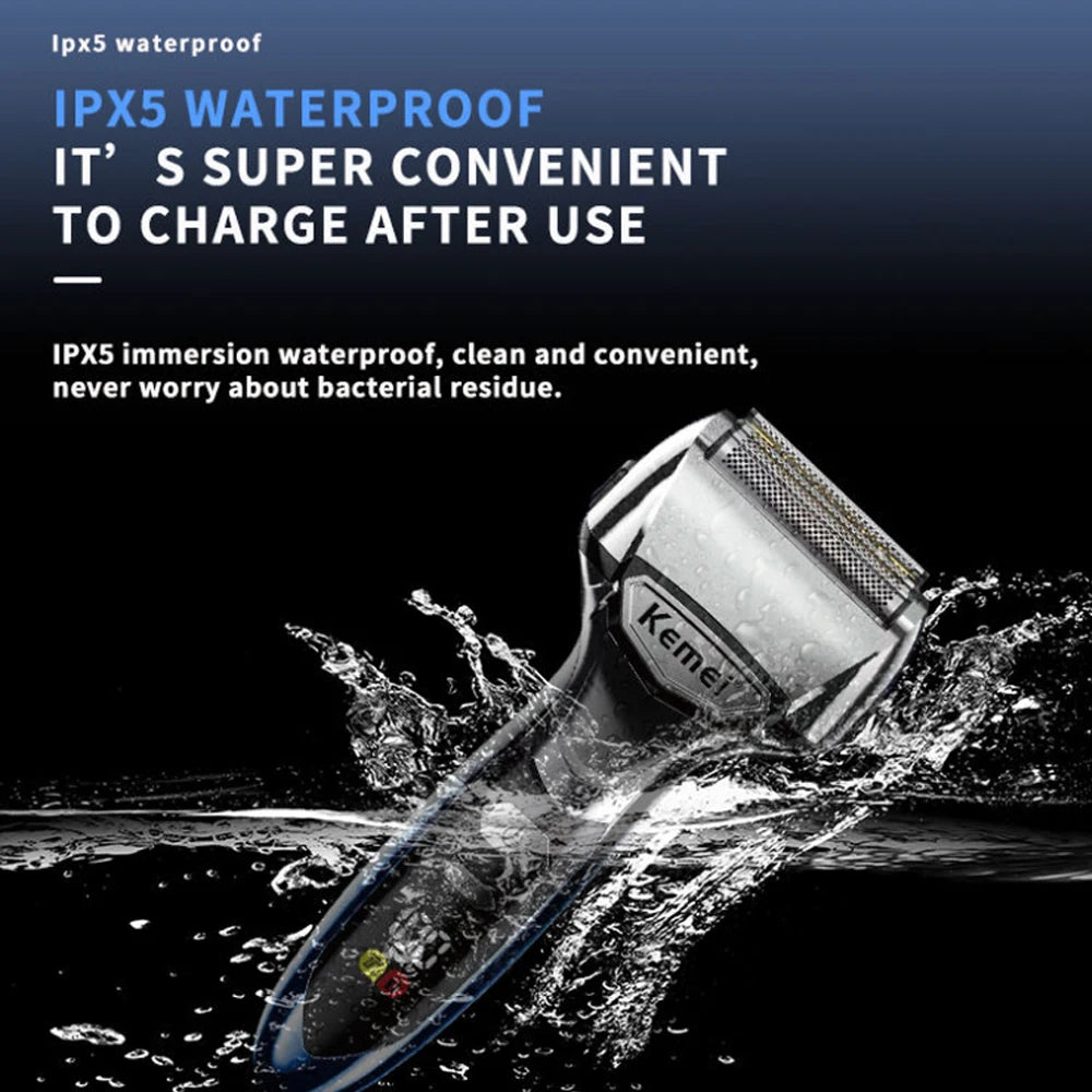 Kemei 5-Blades Beard Electric Shaver Face Wet Dry