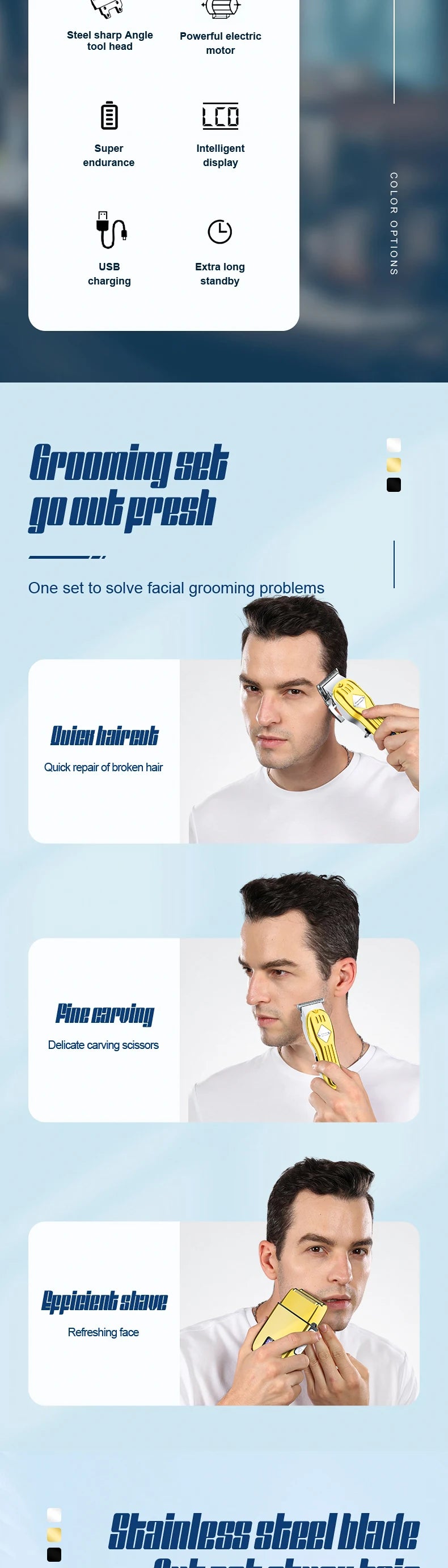 RESUXI 973 3 in 1 Professional Electric Hair Clipper and Shaver Set