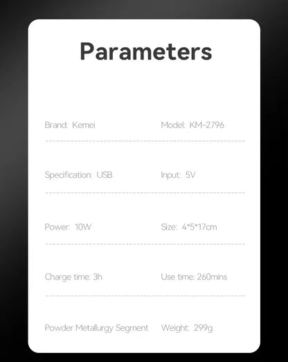 Kemei Hair Trimmer Professional Clippers Brushless Motor 9000 RPM