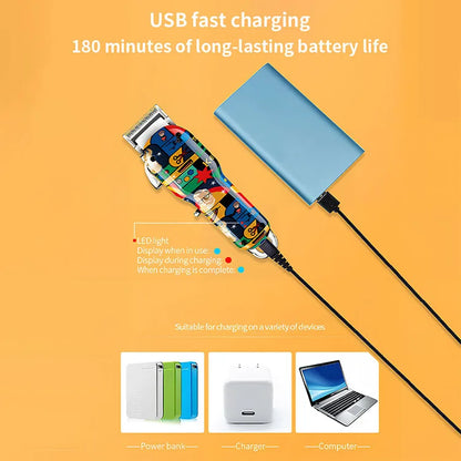 Kemei Graffiti Electric Hair Clipper Kit Men's Electric Shaver