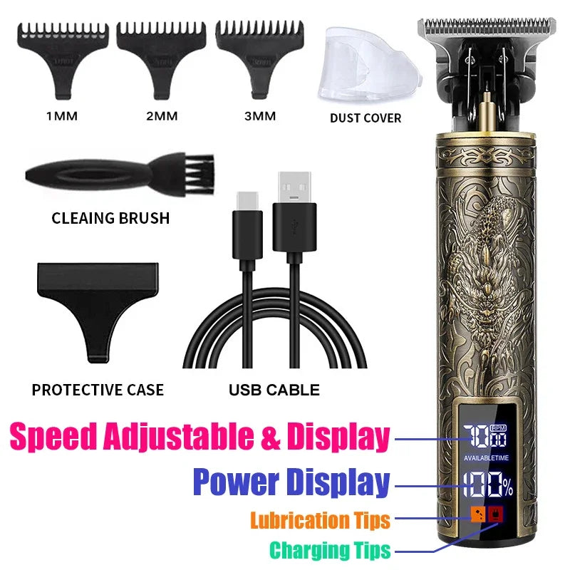 USB Charging Vintage Hair Clipper Electric Hair Trimmer Portable Shaver