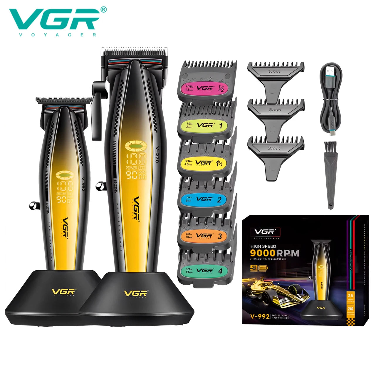VGR V-992 V-270 high-end men's hair clipper LCD digital display