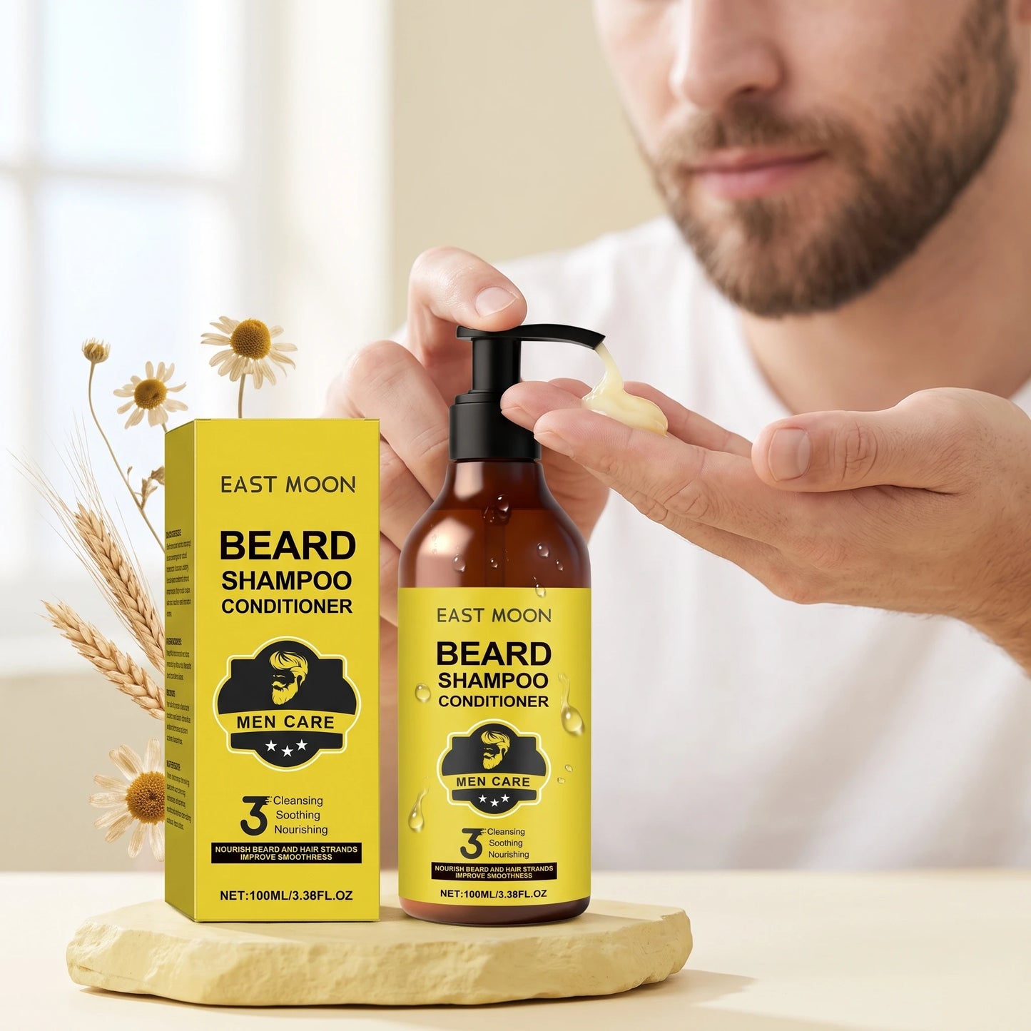 East Moon Men Beard Shampoo Deep Cleaning Moisturizes