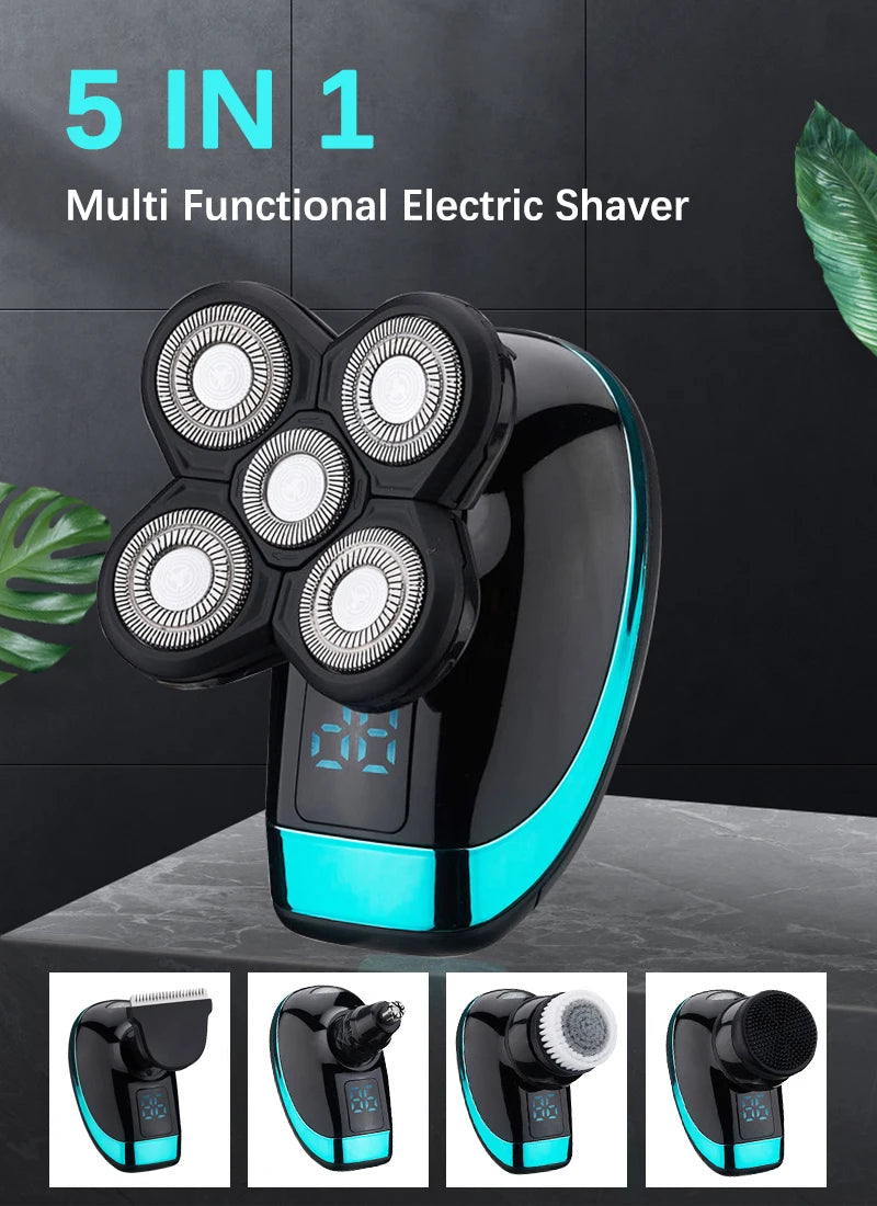 5 In 1 Electric Shaver For Men Bald Head Hair Clipper Nose Trimmer
