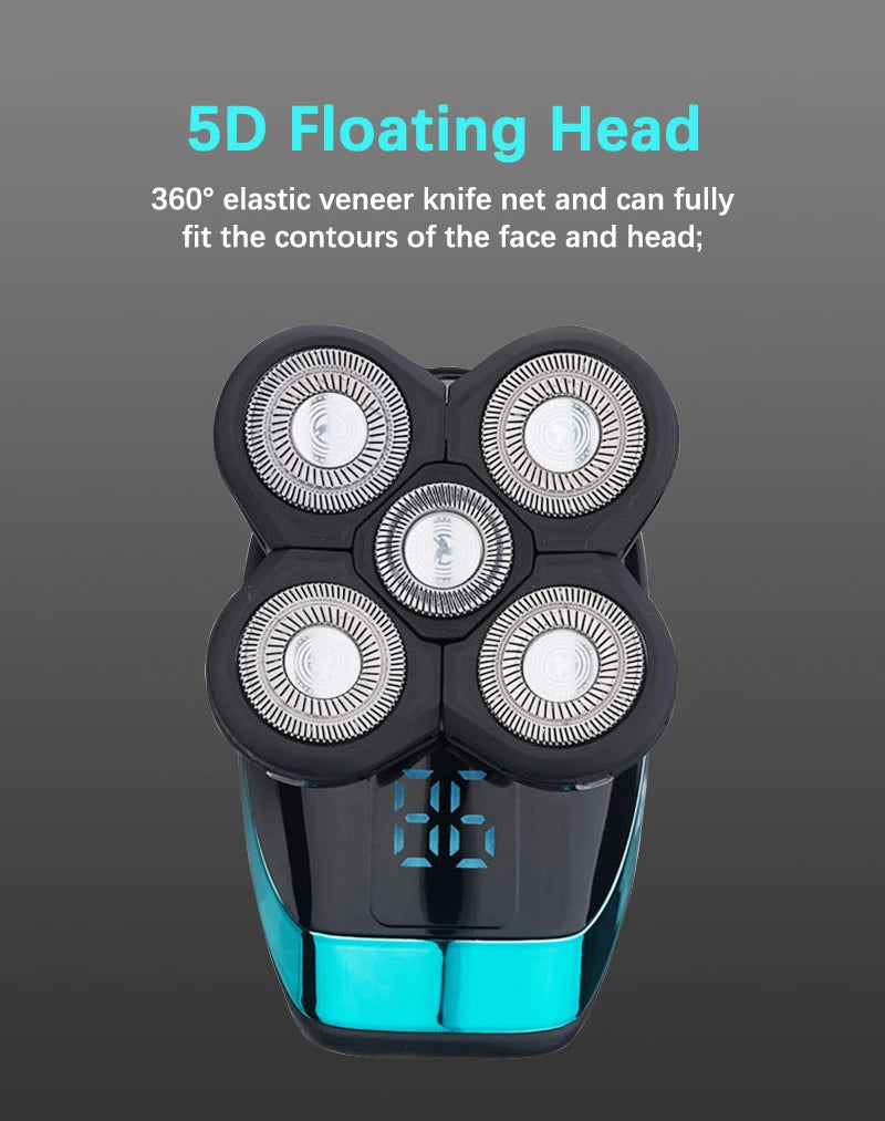 5 In 1 Electric Shaver For Men Bald Head Hair Clipper Nose Trimmer