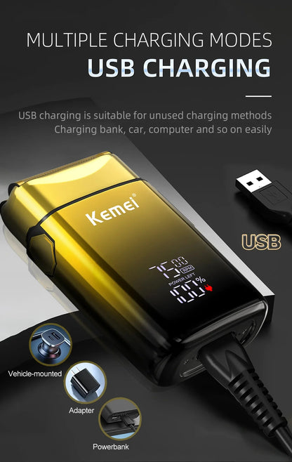 Kemei TX10 Electric Shaver Hair Rechargeable Facial & Beard Foil Razor