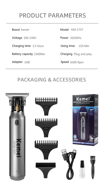 Kemei 10W Hair Clippers Men Beard Trimmer Cutter