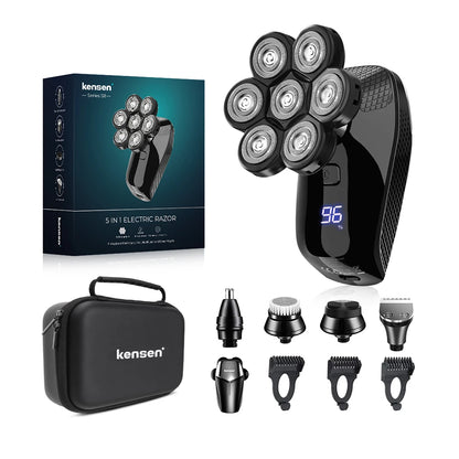 Kensen 5 in 1 Electric Shaver 7D Floating Cutter Head Rechargeable Shaver Kit