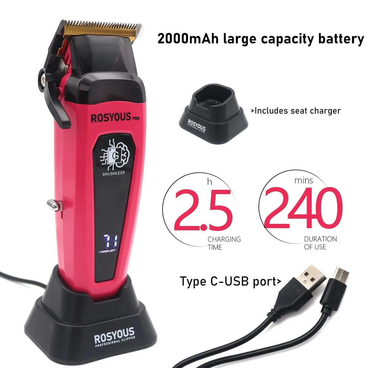 Professional Hair Clipper Brushless Motor DLC Blade  for Men 106